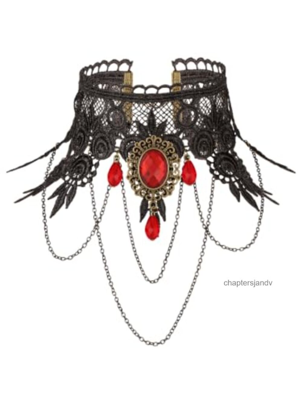 Gothic Victorian Teardrop Lace Choker Necklace, Goth Jewelry, Zinc Alloy